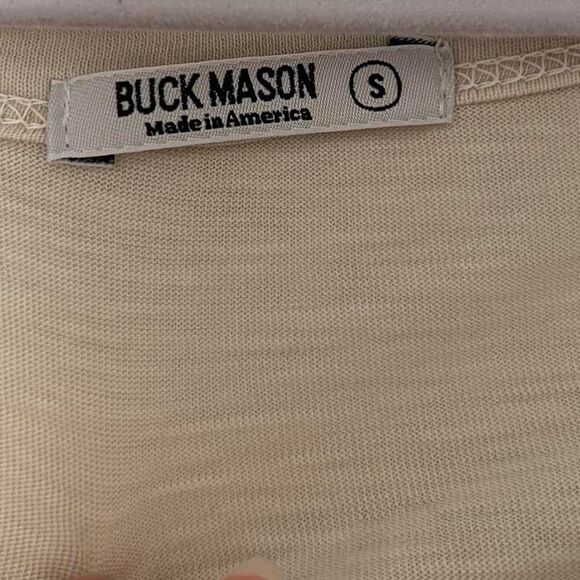 Buck Mason Curved Hem Tee – Cream Men’s Small, Minimalist Americana - Picture 6 of 8